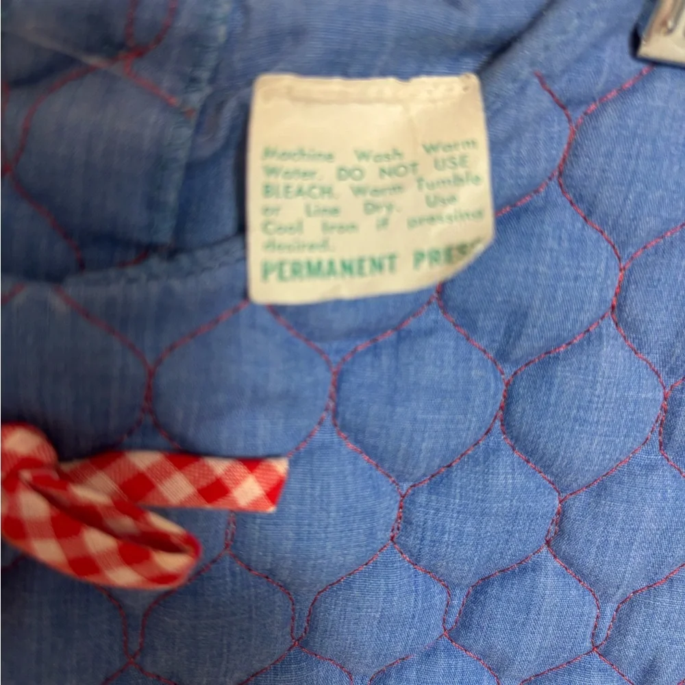 Quilted Baby Girl Dress Vintage Applique Sleeveless Blue‎ Red Size Unknown